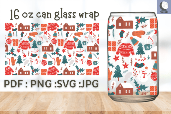 16OZ CAN GLASS WRAP Christmas Time Review
