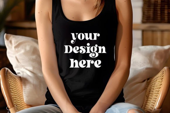 Black Tank Top 8800 Mockup for Product Mockups and Graphics
