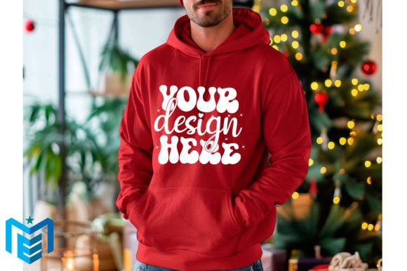 Christmas Gildan 18500 Men Hoodie Mockup for Graphics and Product Mockups