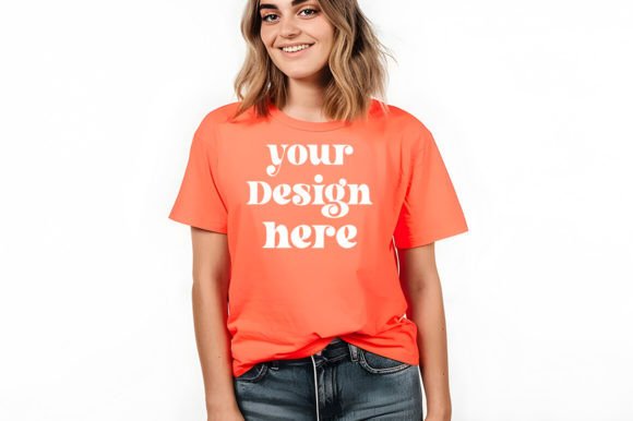 Comfort Colors 1717 Neon Orange Mockup for Product Mockups and Graphics