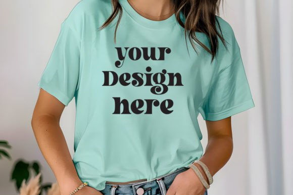 Comfort Colors ChalkyMint Mockup for Product Mockups and Graphics