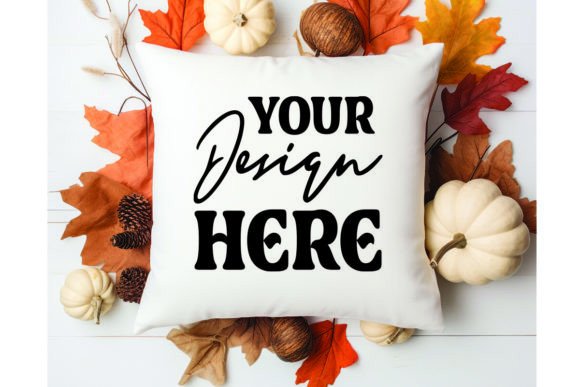 Fall Pillow Free White Mockups for Crafting and Graphics