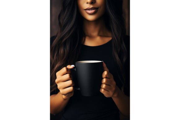 Female Holding Black Coffee Mug Mockup Review
