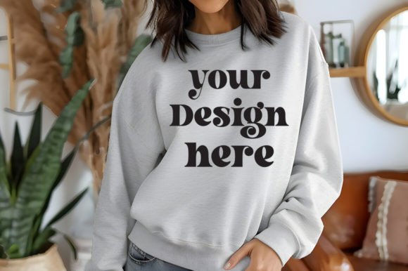 Gildan 18000 Ash Mockup for Product Mockups and Graphics