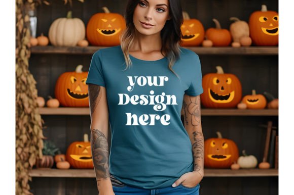Halloween 3001 Heather Deep Teal Mockup for Product Mockups and Graphics