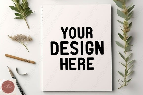 Stationery Flat Lay Notepad Mockup 1 for Notebooks Amp Graphics