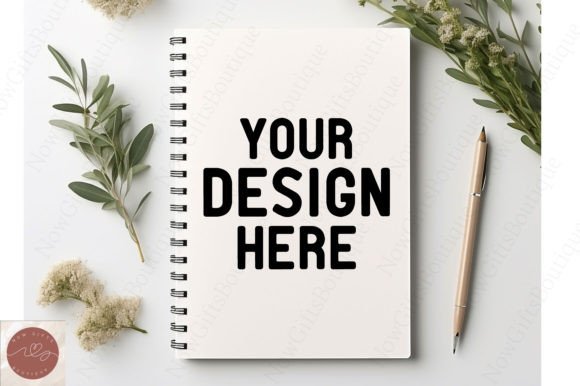 Stationery Flat Lay Notepad Mockup 6 for Notebooks Amp and Graphics