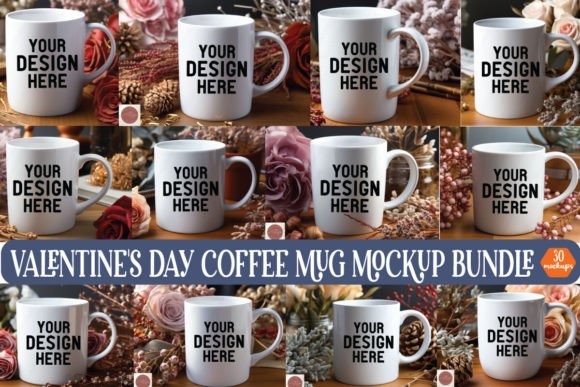 Valentine's Day Coffee Mug Mockup Bundle for Graphics & Mugs Amp