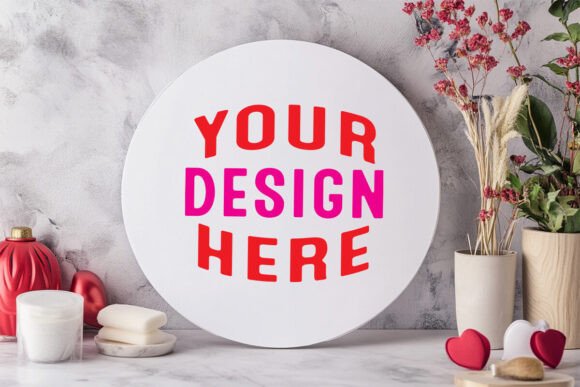 Valentine’s Round Frame Mockup for Graphics and Product Mockups