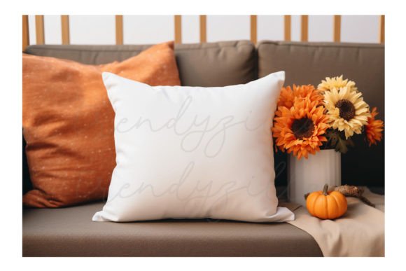 White Pillow Mockup for Autumn - A Graphic Design Asset for Pillows Amp